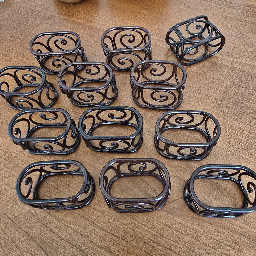 Pier 1 Brown Metal Napkin Rings Set of 12